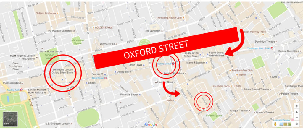 Shopping in London Guide Oxford Street Regent Street Selfridges Map